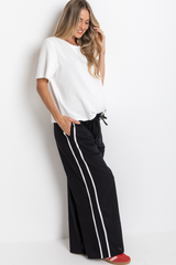 Luna Wide-Leg Stripe Pants - Black - The Self Styler