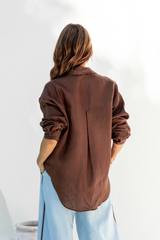Archie Relaxed-Fit Linen Shirt - Chocolate - The Self Styler