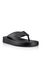 Bouncer II Platform Thongs - Black Smooth - The Self Styler