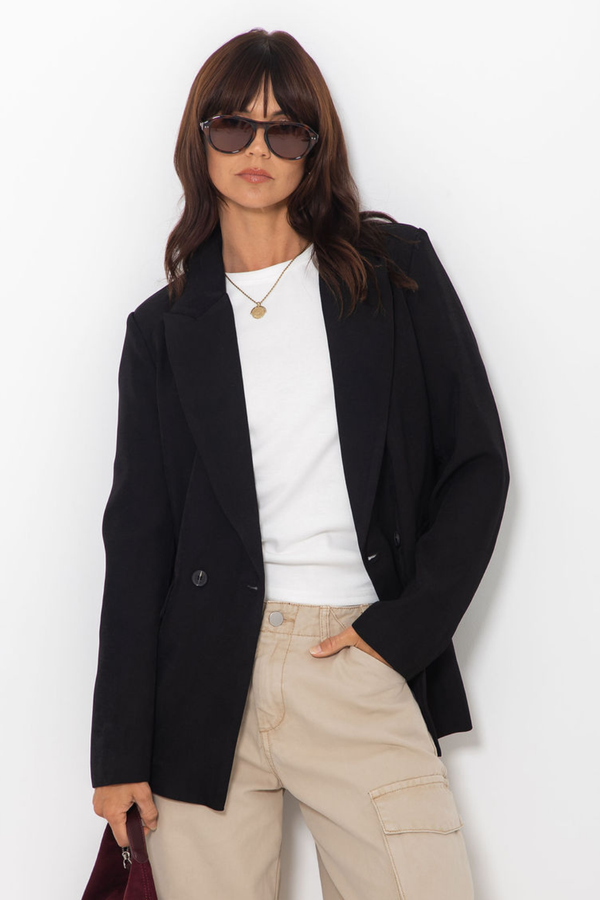 Raffa Double-Breasted Blazer - Black