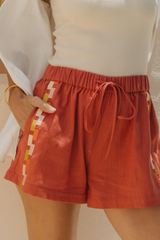 Alba Linen Shorts - Papaya - The Self Styler