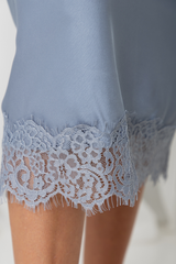 Georgie Satin Lace Midi Skirt - Steel Blue