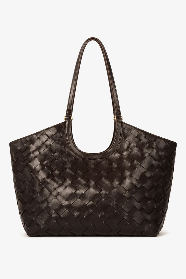 Kaia Woven Tote Bag - Chocolate