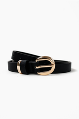 Paloma Skinny Belt - Black/Gold