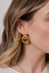 Amber Large Knotted Stud Earrings - Gold - The Self Styler