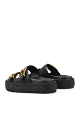 Aphrodite Woven Platforms - Black Weave & Black - The Self Styler