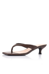 Martha Kitten Heel Thongs - Chocolate Brown - The Self Styler