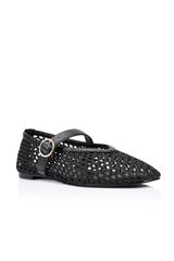 Eunice Mesh Mary Jane Flats - Black