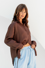 Archie Relaxed-Fit Linen Shirt - Chocolate - The Self Styler