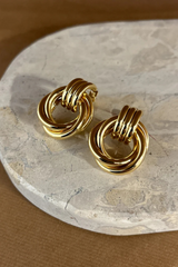 Amber Large Knotted Stud Earrings - Gold - The Self Styler