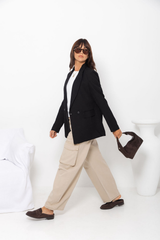 Raffa Double-Breasted Blazer - Black
