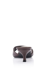 Alyssa Kitten Heel Mules - Chocolate Brown
