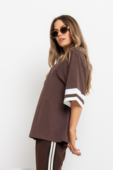 Blake Relaxed-Fit Stripe Tee - Chocolate and White - The Self Styler