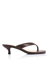 Martha Kitten Heel Thongs - Chocolate Brown - The Self Styler