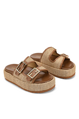 Aphrodite Woven Platforms - Natural Weave & Tan - The Self Styler