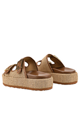 Aphrodite Woven Platforms - Natural Weave & Tan - The Self Styler