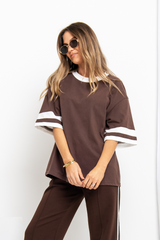 Blake Relaxed-Fit Stripe Tee - Chocolate and White - The Self Styler