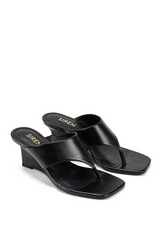 Aurelia Thong Wedges - Black Vintage Leather