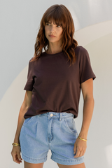 Baylee Basic Tee - Chocolate - The Self Styler