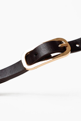 Gigi Skinny Belt - Dark Brown/Gold