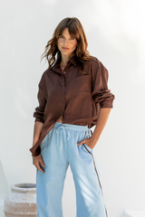 Archie Relaxed-Fit Linen Shirt - Chocolate - The Self Styler