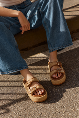 Aphrodite Woven Platforms - Natural Weave & Tan - The Self Styler
