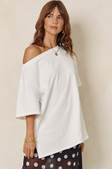 Arden Off-The-Shoulder Tee - White - The Self Styler