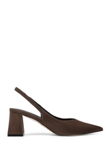 Yankee Slingback Block Heel - Chocolate Brown Suede