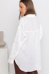 Ainsley Relaxed-Fit Linen Shirt - Ivory White