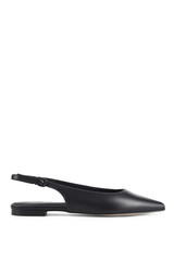 Lola Sling Back Flats - Black Leather