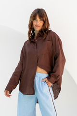 Archie Relaxed-Fit Linen Shirt - Chocolate - The Self Styler