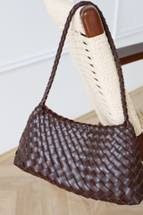 Roselle Woven Shoulder Bag - Chocolate