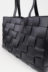 Nelly Woven Tote Bag - Black