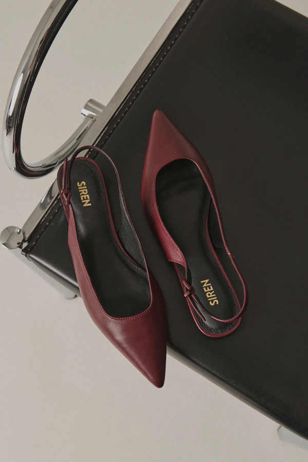 Lola Sling Back Flats - Wine Leather