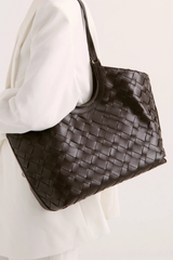 Kaia Woven Tote Bag - Chocolate