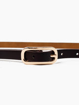 Gigi Skinny Belt - Dark Brown/Gold - The Self Styler