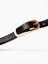 Gigi Skinny Belt - Dark Brown/Gold - The Self Styler
