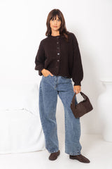 Amari Chunky Knit Cardigan - Dark Chocolate