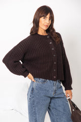 Amari Chunky Knit Cardigan - Dark Chocolate
