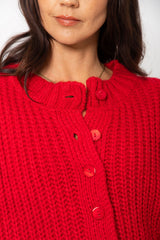 Amari Chunky Knit Cardigan - Red