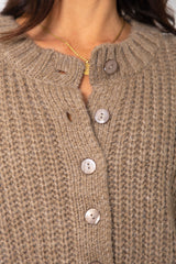 Amari Chunky Knit Cardigan - Taupe
