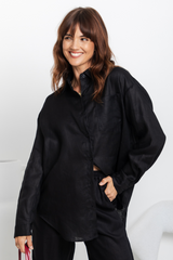 Archie Relaxed-Fit Linen Shirt - Black - The Self Styler