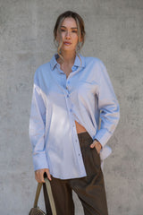 Aston Cotton Shirt - Chalk Blue