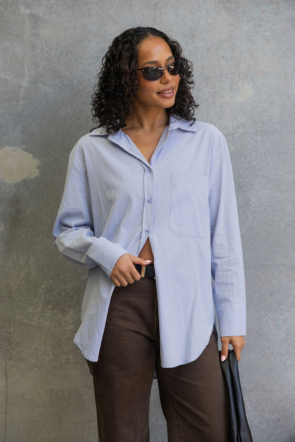 Aston Cotton Shirt - Chalk Blue