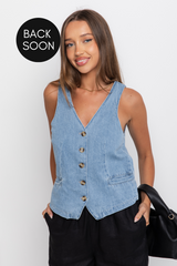 Ari Vest Top - Denim - The Self Styler