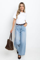 River Wide-Leg Denim Jeans - Light Blue Wash