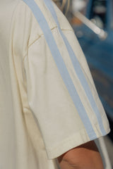 Blair Cotton Stripe Tee - Cream and Blue