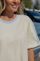 Blair Cotton Stripe Tee - Cream and Blue