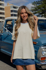 Blair Cotton Stripe Tee - Cream and Blue