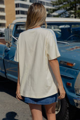 Blair Cotton Stripe Tee - Cream and Blue